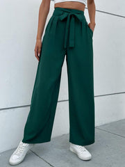 Women's casual commuting lace-up wide-leg pants - 808Lush