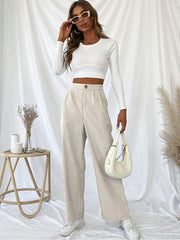 Women's Casual women's commuting corduroy commuting style wide-leg pants - 808Lush