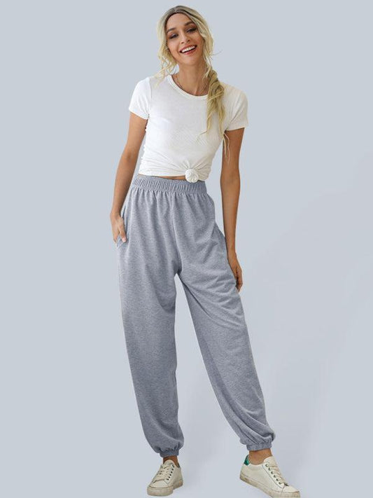 Casual sports basic loose legged pants - 808Lush