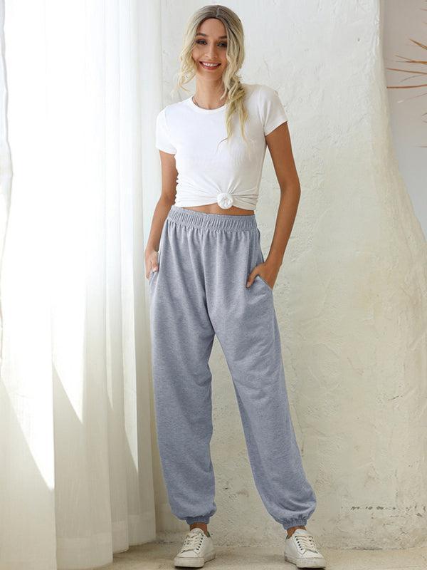 Casual sports basic loose legged pants - 808Lush