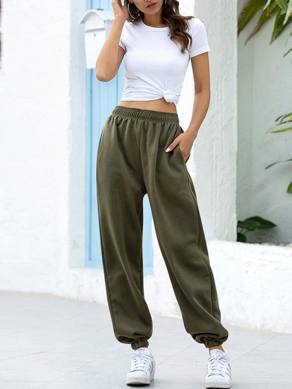Casual sports basic loose legged pants - 808Lush