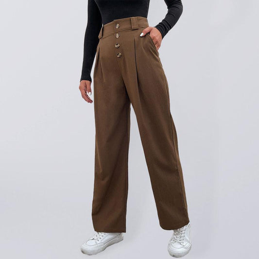 Women's casual all-match commuter wide-leg button-up trousers - 808Lush