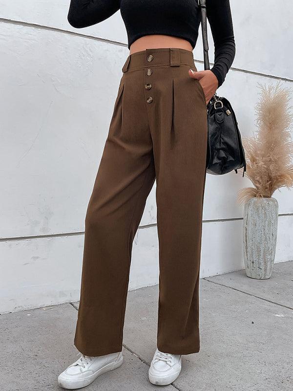 Women's casual all-match commuter wide-leg button-up trousers - 808Lush