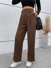 Women's casual all-match commuter wide-leg button-up trousers - 808Lush
