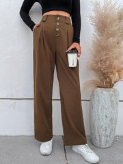 Women's casual all-match commuter wide-leg button-up trousers - 808Lush