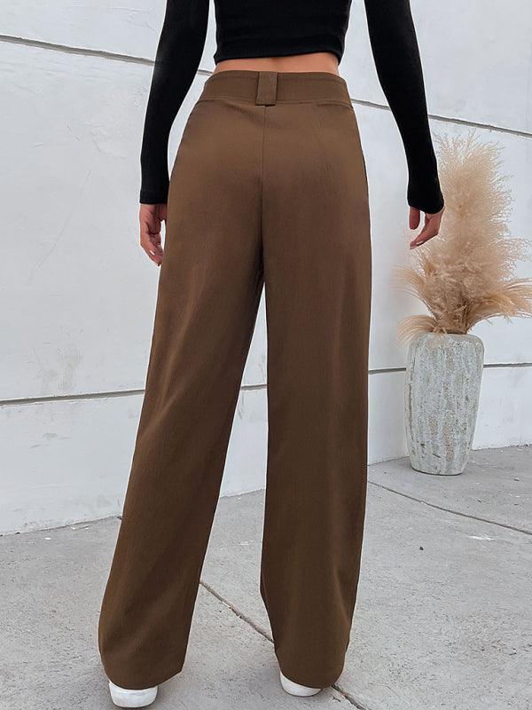 Women's casual all-match commuter wide-leg button-up trousers - 808Lush