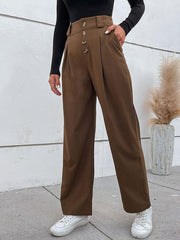 Women's casual all-match commuter wide-leg button-up trousers - 808Lush