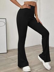 Women's Knitted High Waist Flared Casual Trousers - 808Lush