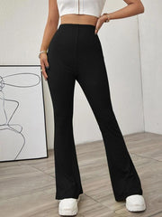Women's Knitted High Waist Flared Casual Trousers - 808Lush