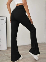 Women's Knitted High Waist Flared Casual Trousers - 808Lush