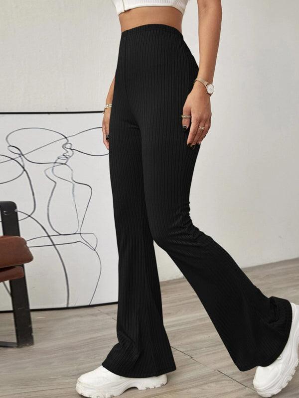 Women's Knitted High Waist Flared Casual Trousers - 808Lush