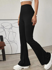 Women's Knitted High Waist Flared Casual Trousers - 808Lush