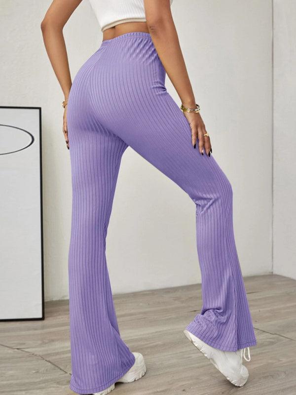 Women's Knitted High Waist Flared Casual Trousers - 808Lush