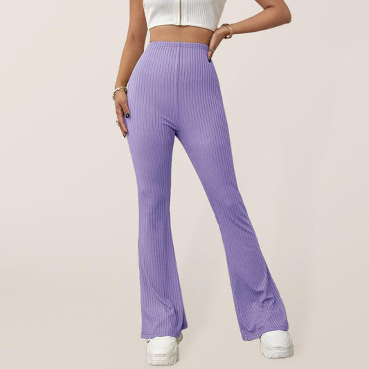 Women's Knitted High Waist Flared Casual Trousers - 808Lush