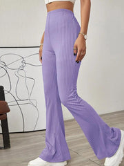 Women's Knitted High Waist Flared Casual Trousers - 808Lush