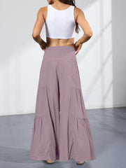Women's woven strap elastic waist this kind of wide-leg A-type casual trousers - 808Lush