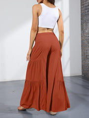 Women's woven strap elastic waist this kind of wide-leg A-type casual trousers - 808Lush