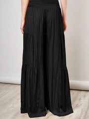 Women's woven strap elastic waist this kind of wide-leg A-type casual trousers - 808Lush