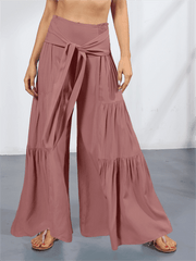 Women's woven strap elastic waist this kind of wide-leg A-type casual trousers - 808Lush
