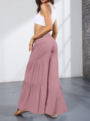 Women's woven strap elastic waist this kind of wide-leg A-type casual trousers - 808Lush