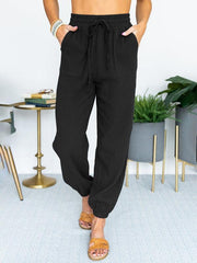 Women's Solid Color High Waist Casual Cropped Pants - 808Lush