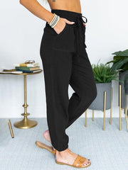 Women's Solid Color High Waist Casual Cropped Pants - 808Lush