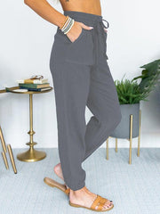 Women's Solid Color High Waist Casual Cropped Pants - 808Lush