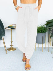 Women's Solid Color High Waist Casual Cropped Pants - 808Lush