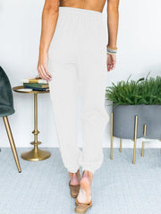Women's Solid Color High Waist Casual Cropped Pants - 808Lush