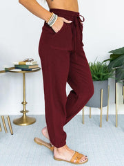Women's Solid Color High Waist Casual Cropped Pants - 808Lush