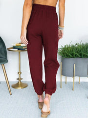 Women's Solid Color High Waist Casual Cropped Pants - 808Lush
