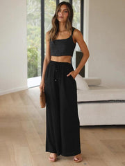 Women's Solid Color Casual Loose Wide Leg Trousers - 808Lush