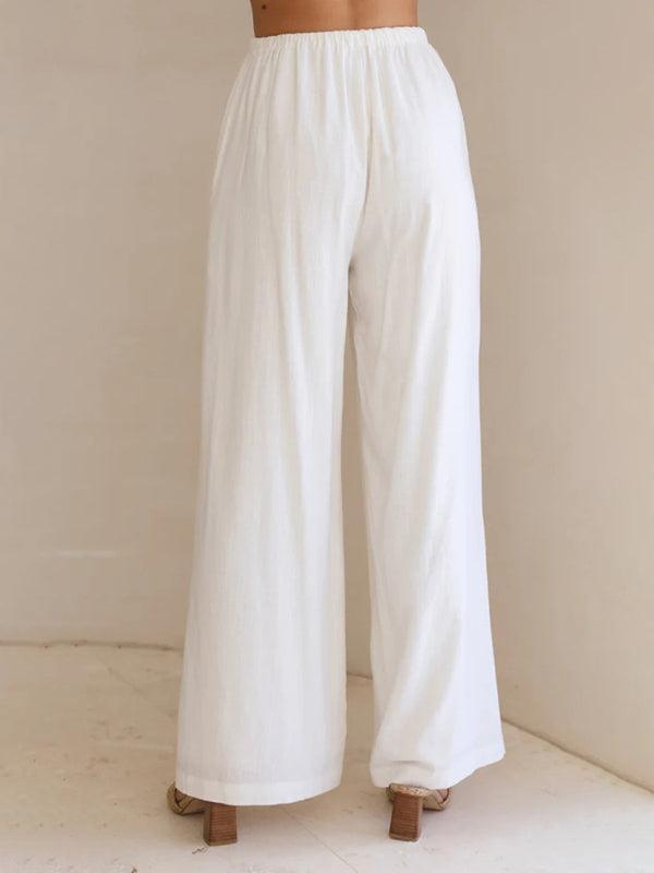 Women's Solid Color Casual Loose Wide Leg Trousers - 808Lush