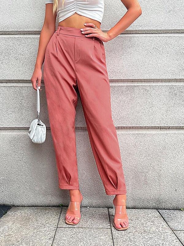 Women's Woven Casual Elastic Waist Cropped Pants - 808Lush