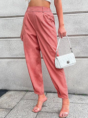 Women's Woven Casual Elastic Waist Cropped Pants - 808Lush