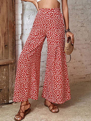 Women's High Waist Floral Print Flared Wide Leg Pants - 808Lush