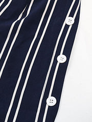 Women's striped commuter style slit high waist wide leg pants - 808Lush