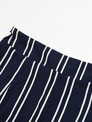 Women's striped commuter style slit high waist wide leg pants - 808Lush