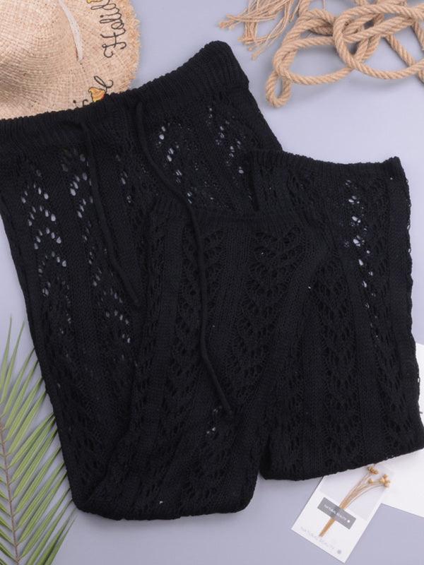 hollow out hand hook loose wide trousers holiday style beach pants trousers - 808Lush