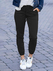 Women's Slim Pocket Cropped Pants Lace-Up Leisure Pants - 808Lush