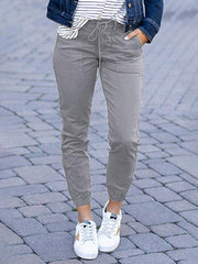 Women's Slim Pocket Cropped Pants Lace-Up Leisure Pants - 808Lush