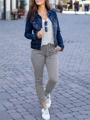 Women's Slim Pocket Cropped Pants Lace-Up Leisure Pants - 808Lush