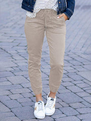 Women's Slim Pocket Cropped Pants Lace-Up Leisure Pants - 808Lush