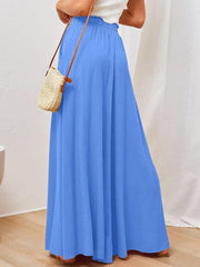 Women's Solid Color Elastic Waist Wide Leg High Waist Trousers - 808Lush