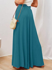 Women's Solid Color Elastic Waist Wide Leg High Waist Trousers - 808Lush