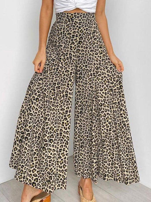 Women's casual fashion loose leopard print wide-leg pants - 808Lush