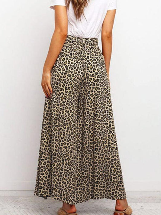 Women's casual fashion loose leopard print wide-leg pants - 808Lush