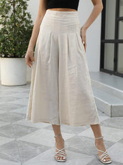 Women's woven racer-pleated A-shaped cropped wide-leg pants - 808Lush