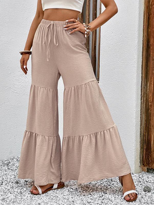 Casual Elastic Pants High Waist Stitching Flared Pants - 808Lush