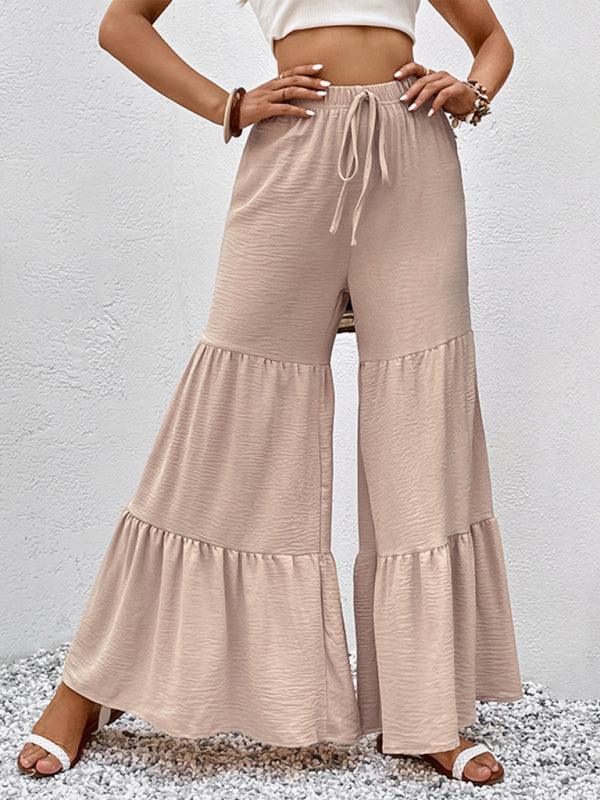 Casual Elastic Pants High Waist Stitching Flared Pants - 808Lush